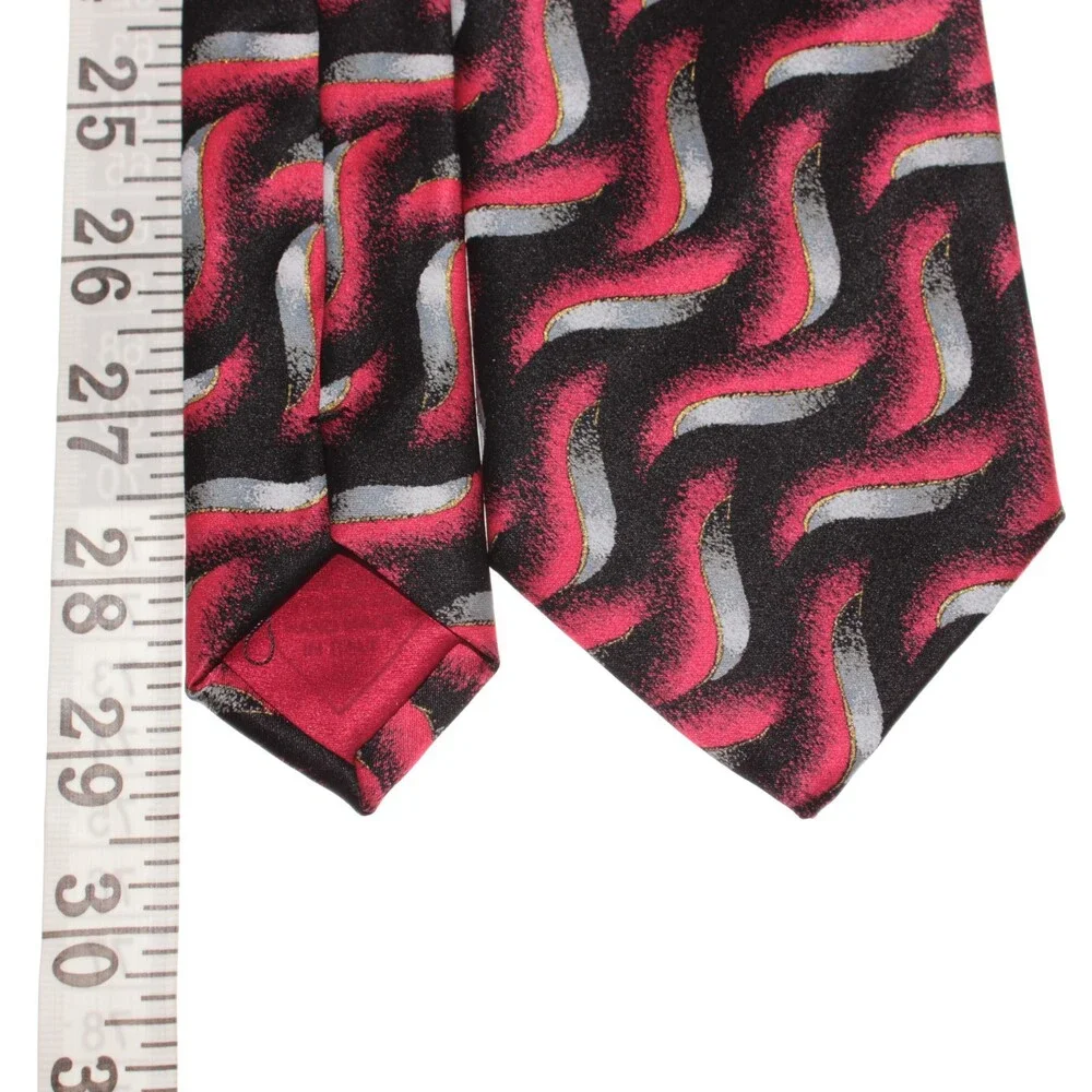 Brioni NWOT Neck Tie in Red / Black / Silver Abstract Print 100% Silk